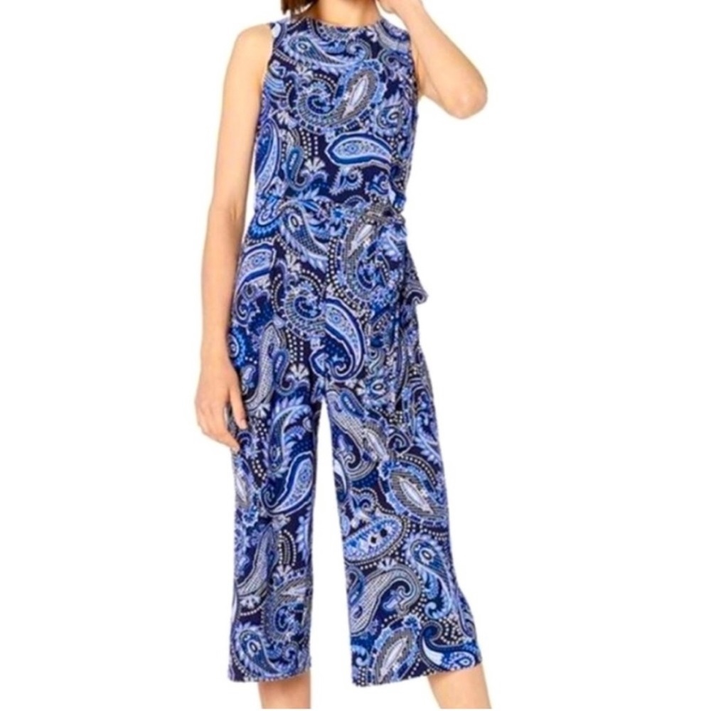 Tommy Hilfiger Blue Paisley Sleeveless Jumpsuit